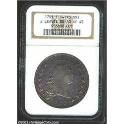 1795 S$1 Flowing Hair, Two Leaves XF45 NGC. B-2, BB-20. Die State II. This die marriage is among the