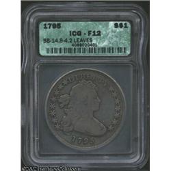 1795 S$1 Draped Bust, Off Center Fine 12 ICG. B-14, BB-51. Incorrectly attributed on the ICG insert.