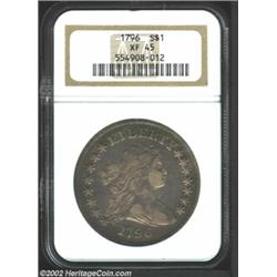 1796 S$1 Large Date, Small Letters XF45 NGC. B-6, BB-65. Die State IV. The diagnostic reverse die br