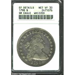 1798 S$1 Small Eagle, 15 Stars--Whizzed--ANACS. XF Details, Net VF30. B-2, BB-81. Slightly rarer tha