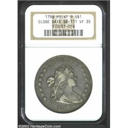 1798 S$1 Large Eagle VF35 NGC. Pointed 9. Medium Wide Date. B-11, BB-111. Die State V. Misattributed