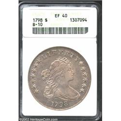 1798 S$1 Large Eagle XF40 ANACS. B-13, BB-108. Die State III, with die crack extending upward from t