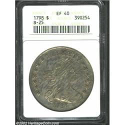 1798 S$1 Large Eagle XF40 ANACS. B-25, BB-123. Irregular golden-gray and copper tinged overtones are