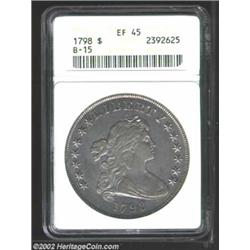 1798 S$1 Large Eagle XF45 ANACS. B-15, BB-112. The otherwise silver-gray sheen deepens a little to m