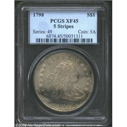 1798 S$1 5 Stripes XF45 PCGS. B-6, BB-96. Richly toned, the surfaces are overlaid in dominant sandy-