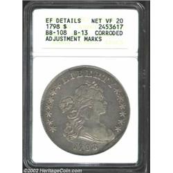 1798 S$1 Large Eagle, 10 Arrows--Corroded, Adjustment Marks--ANACS XF Details, Net VF20. B-13, BB-10