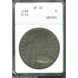 1799 S$1 VF30 ANACS. B-5a, BB-157. This is an originally preserved example whose moderately worn sur