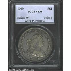 1799 S$1 VF35 PCGS. BB-155, High R.4. A scarce variety that is readily attributed by die cracks thro