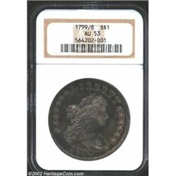 1799/8 S$1 15 Stars Reverse AU53 NGC. B-3, BB-141. Die State II. This richly toned representative is