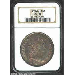 1799/8 S$1 15 Stars Reverse AU58 NGC. B-3, BB-141. Die State II. Another AU representative of this,.