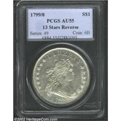 1799/8 S$1 13 Stars Reverse AU55 PCGS. B-1, BB-142. This is an attractive coin with plenty of origin