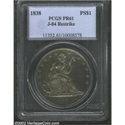 1838 PS$1 Name Omitted, Judd-84 Restrike, Pollock-93, R.5-6, PR61 PCGS. Silver. Reeded Edge. Die Ali