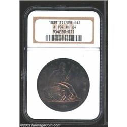 1839 PS$1 Name Omitted, Judd-104 Restrike, Pollock-116, R.3-4, PR64 NGC. Formerly sold as lot 6450 i