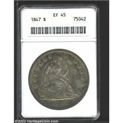 1847 S$1 XF45 ANACS. A deep gray appearance lends originality to both sides of this evenly worn exam