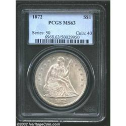 1872 S$1 MS63 PCGS. More than a million 1872 Seated Dollars were struck; however, an unknown (but ap