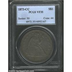 1873-CC S$1 VF35 PCGS. This coin retains considerable overall definition for a Seated Dollar at the.