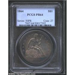 1864 S$1 PR64 PCGS. A date in the Seated Dollar series that is difficult to locate in Mint State, th