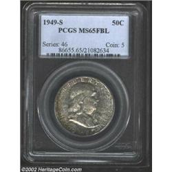 1949-S 50C MS65 Full Bell Lines PCGS. Beautiful, deep, speckled mint set toning with strong underlyi