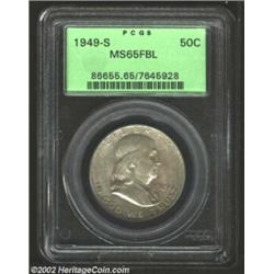 1949-S 50C MS65 Full Bell Lines PCGS. A boldly struck Gem that has richly variegated mauve-gold pati