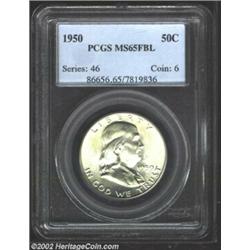 1950 50C MS65 Full Bell Lines PCGS. Bright, coruscating mint luster rolls around each side. Brillian