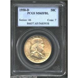 1950-D 50C MS65 Full Bell Lines PCGS. A faint golden hue is noted on the obverse and reverse of this