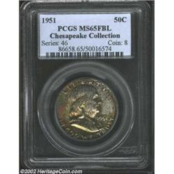 1951 50C MS65 Full Bell Lines PCGS. Mostly variegated patina is noted on both sides of this Gem. The