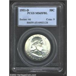 1951-D 50C MS65 Full Bell Lines PCGS. Lustrous and nearly brilliant. A nice coin and exceptionally c