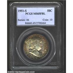 1951-S 50C MS65 Full Bell Lines PCGS. Rich golden-russet toning is seen on each side of this solid G