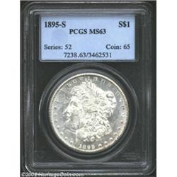 1895-S S$1 MS63 PCGS. This fully brilliant example has lustrous surfaces that display hints of refle