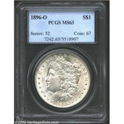 1896-O S$1 MS63 PCGS. This attractive piece seems appropriately graded for even this cataloger's con