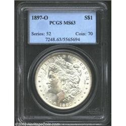 1897-O S$1 MS63 PCGS. This lovely Morgan comes with rich, thick luster that is reminiscent of that o