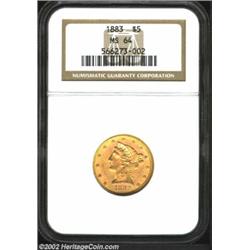 1883 $5 MS64 NGC. In terms of total number of coins known, the 1883 falls into the middle of the rar