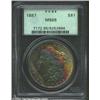 Image 1 : 1887 S$1 MS65 PCGS. The obverse has vivid bands of gold, violet, and apple-green patina. The base of