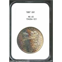 1887 S$1 MS65 NGC. Gentle golden-blue toning is noted on the obverse and reverse. Important notice:.