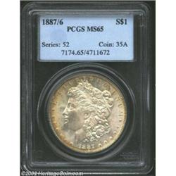 1887/6 S$1 MS65 PCGS. The lunule of the 6 is clearly discernible at the bottom of the 7 on this dist