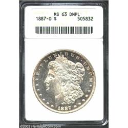 1887-O S$1 MS63 Deep Mirror Prooflike ANACS. Well struck and deeply reflective in the fields, each s