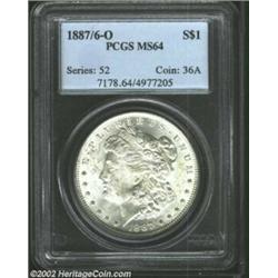 1887/6-O S$1 MS64 PCGS. A faint trace of the 6 underdigit shows at the bottom of the 7 in the date..