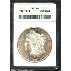 1887-S S$1 MS64 ANACS. Bright cartwheel luster sparkles on each side of this near-Gem Redfield date.