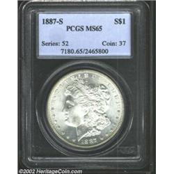 1887-S S$1 MS65 PCGS. While the obverse is generally brilliant, the reverse has dusky peripheral pea