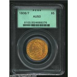 1808/7 $5 AU50 PCGS. B. 2-A, Miller-104, R.5. This Close D variety was previously offered as lot 914