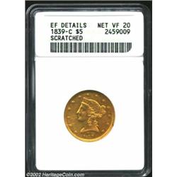 1839-C $5--Scratched--ANACS. XF Details, Net VF20. The left obverse field near 9 o'clock has several