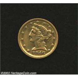 1846-D $5 VF20 Polished Uncertified. Deeply set olive-gold color enhances the overall eye appeal whi