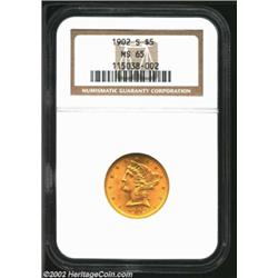 1902-S $5 MS65 NGC. This coin was previously offered as lot 2345 in our September 2002 Long Beach Bu