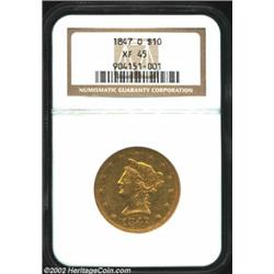 1847-O $10 XF45 NGC. Early O-mint Eagle that saw circulation. The wear is even overall and the abras