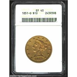 1851-O $10 XF40 ANACS. The 1851-O is one of the more frequently encountered New Orleans No Motto Eag