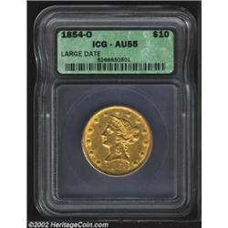 1854-O $10 Large Date AU55 ICG. The 1854-O Large Date uses a date logotype that was intended for a S