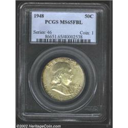 1948 50C MS65 Full Bell Lines PCGS. Obviously original, the surfaces are pearl-gray with a wide cres