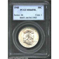 1948 50C MS66 Full Bell Lines PCGS. Lovely russet-gray patina. Franklin's cheek has a good strike, w