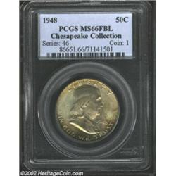 1948 50C MS66 Full Bell Lines PCGS. Gentle, dusky-russet and light gray toning is noted on the obver