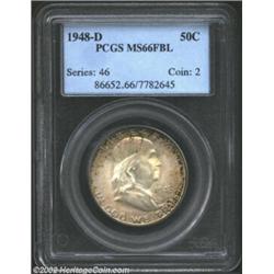 1948-D 50C MS66 Full Bell Lines PCGS. This is a conditionally rare '48-D Franklin with originally to